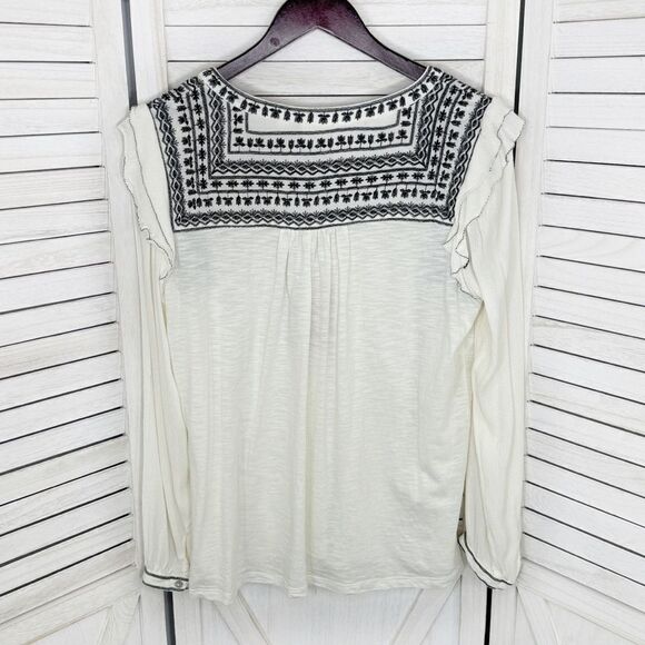 Fat Face Martha Embroidered Slub Knit Shirt Cream 12 Long Sleeve - Picture 9 of 13